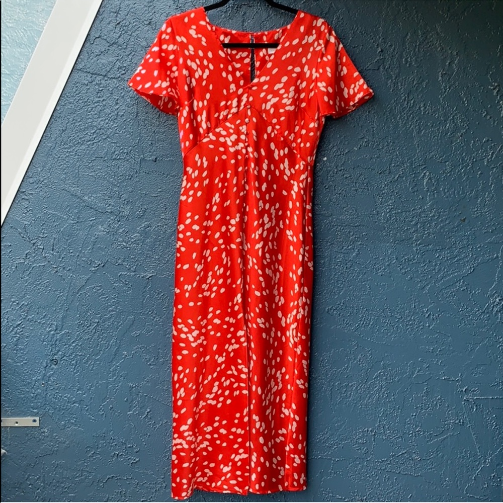 Topshop Red Polka Dot Dress